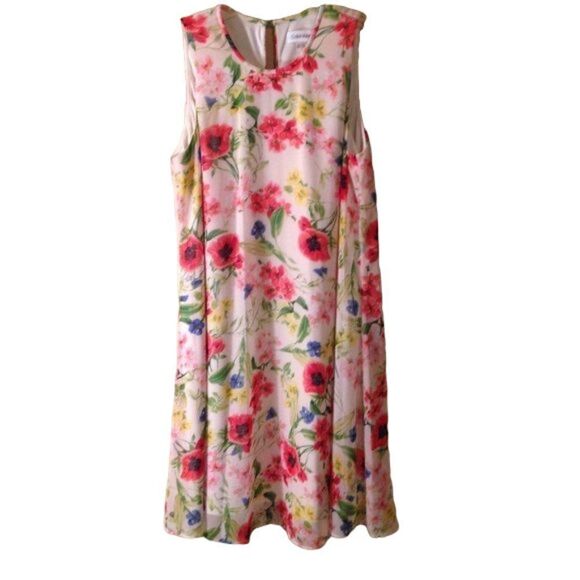 Calvin Klein Floral Trapeze Dress Size 4 - Picture 1 of 8